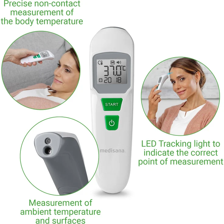 medisana TM 762 digitales Stirnthermometer Fieberthermometer für Babys, Kinder und Erwachsene mit visuellem Fieberalarm, Speicherfunktion und Messung von Flüssigkeiten – Bild 6