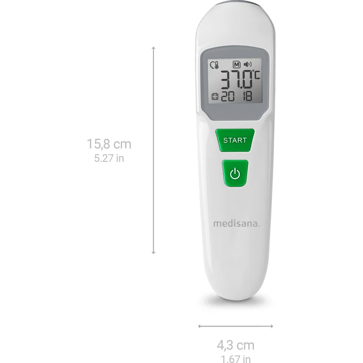 medisana TM 762 digitales Stirnthermometer Fieberthermometer für Babys, Kinder und Erwachsene mit visuellem Fieberalarm, Speicherfunktion und Messung von Flüssigkeiten – Bild 2