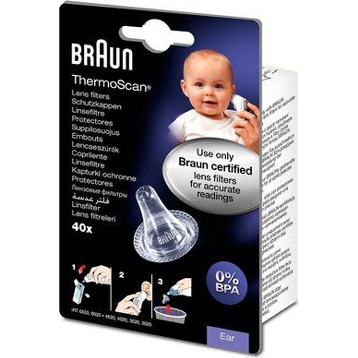 LF 40 ThermoScan Schutzkappen für alle Braun ThermoScan Ohr-Thermometer, 40 Stück, zum Messen von erhöhter Körpertemperatur – Bild 3