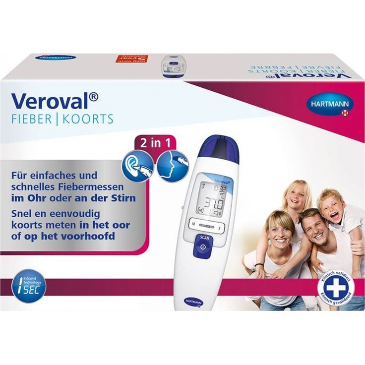 VEROVAL 2in1 Infrarot-Fieberthermometer 925461 Fieberalarm orale, rektale & axillare Messung, weiß