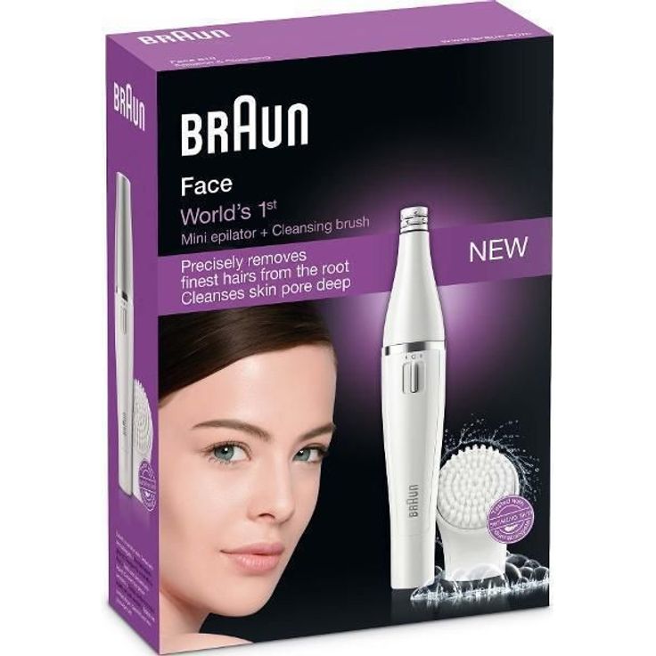 Braun Face Gesichtsepilierer und Gesichtsreinigungsbürste 810, mit zusätzlicher Batterie, silber-weiß – Bild 9
