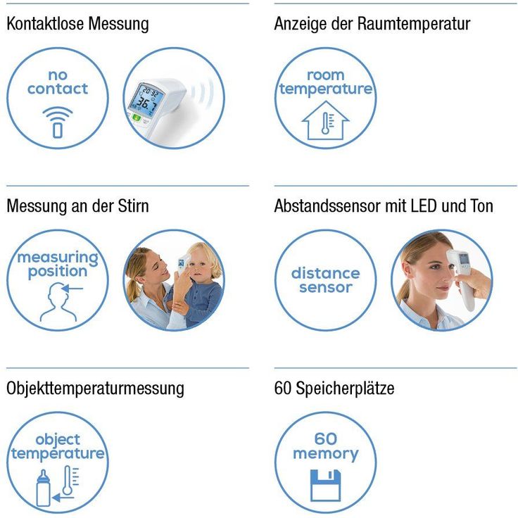 Beurer FT 100 Fieberthermometer, weiß, misst Stirn-, Objekt- oder Raumtemperatur, zum Messen von erhöhter Körpertemperatur – Bild 5