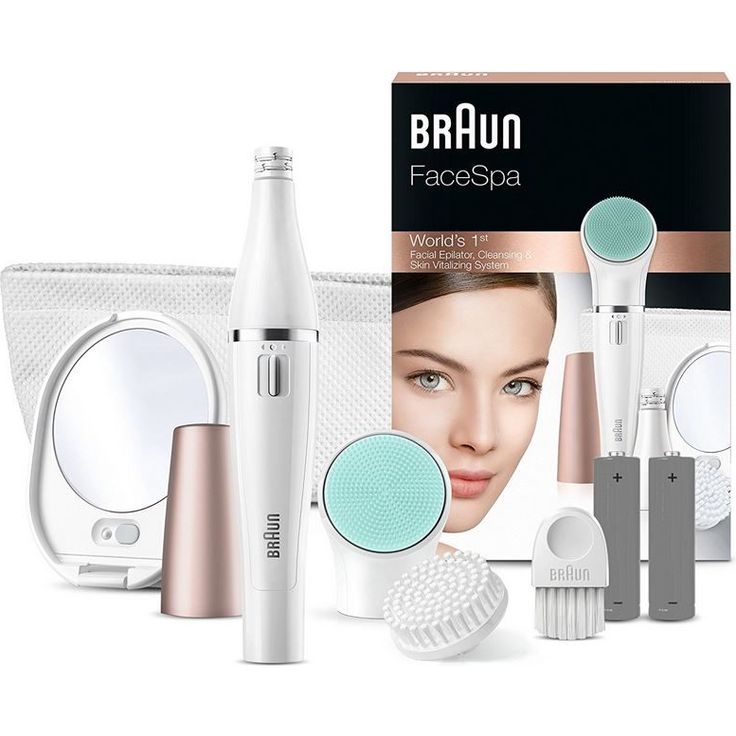 Braun FaceSpa 3-in-1 Gesichtsepilierer und Reinigungsbürstensystem 851v, mit zusätzlicher Batterie, Massagepad und Spiegel, weiß-rotgold – Bild 4