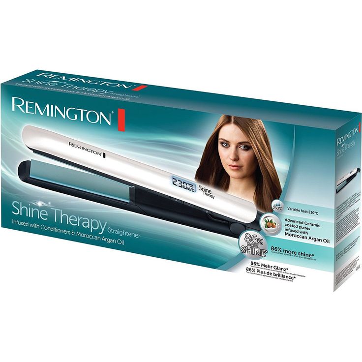Remington Haarglätter Shine Therapy S8500, Keramikbeschichtung mit hitzeaktivierten Mikrowirkstoffe, weiß-blau Keramik-Glätteisen für seidig glattes Haar – Bild 3