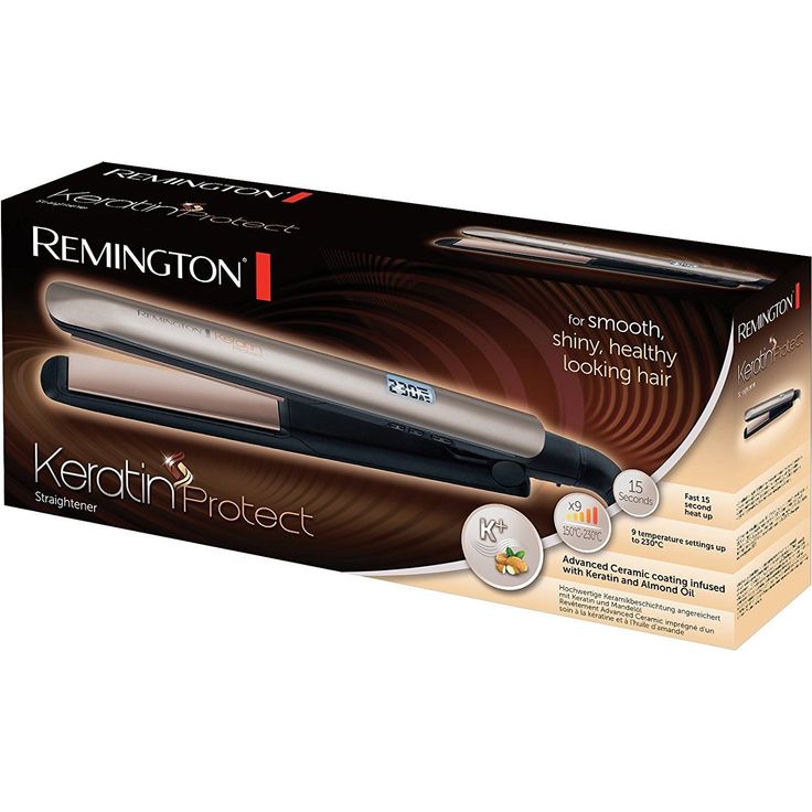 Remington Glätteisen S8540 (keramikbeschichtete Stylingplatten mit Keratin & Mandelöl, 9 Temperatureinstellungen 150-230°C, inkl. Aufbewahrungstasche) Haarglätter Keratin Protect für seidig glattes Haar – Bild 5