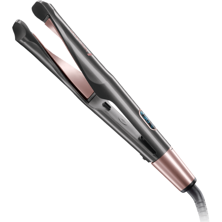 Remington Haarglätter 2-in-1 Curl&Straight, geschwungene Stylingplatten zum Glätten, Locken & Wellen digitales Display + 5 Temperatureinstellungen 150-230° Glätteisen & Lockenstab S6606 für seidig glattes Haar