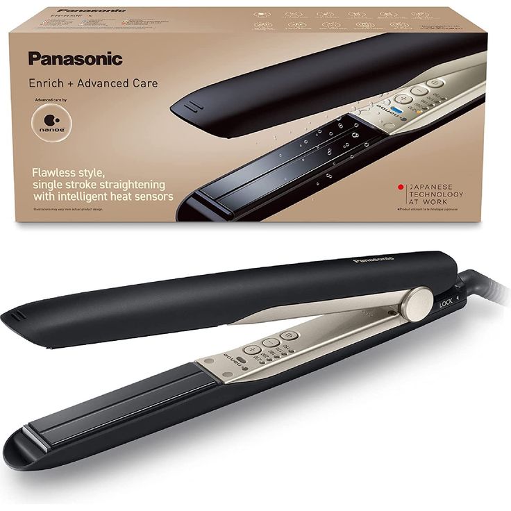 Panasonic Glätteisen EH-HS0E nanoe™-Technologie, mit 3D Keramikplatten und intelligenter Temperaturanpassung, schwarz-champagner