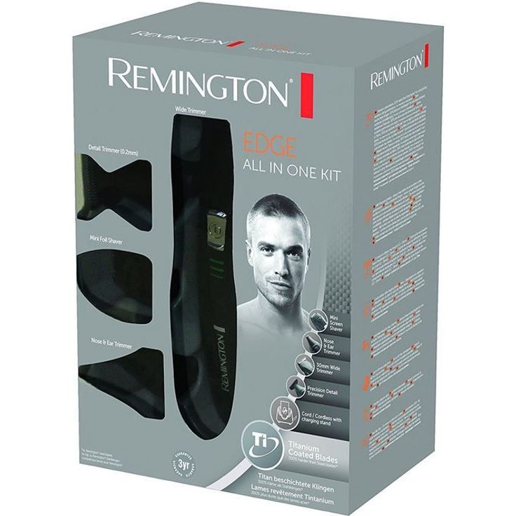 Remington Personal Groomer Edge PG6030, Stylingset für Gesichts- und Körperhaare, 4 abnehmbare Aufsteckköpfe, schwarz – Bild 2