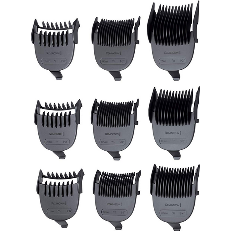 Remington Haarschneidemaschine HC4250 (Edelstahlklingen mit CurveCut-Klingen-Technologie, 9 Aufsteckkämme + Aufbewahrungstasche, Netz--Lithium Ionen Akkubetrieb) Haarschneider QuickCut