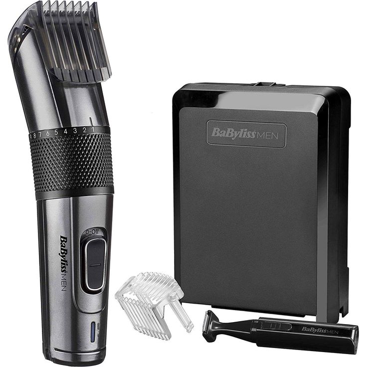 Babyliss Men Carbon Titanium Akku Haarschneider für Kopf- und Barthaare 26 Schnittlängen 0, 5mm-25mm Silber Schwarz inkl. Mini Trimmer E978E