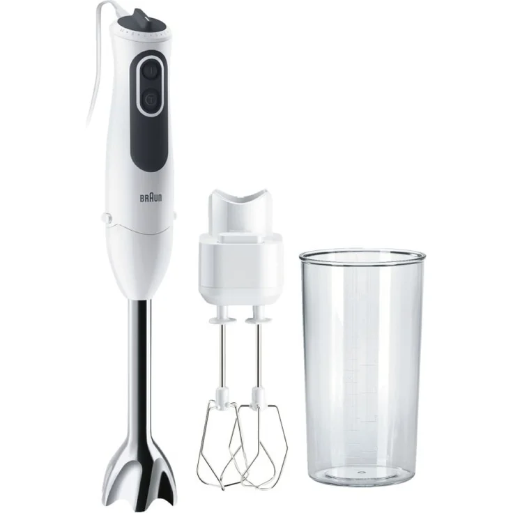 Braun MQ 3105B MultiQuick 3 Vario Stabmixer, 750W, EasyClick, POWERBell Plus, inkl. Doppel-Schneebesen, Mixbehälter, Kunststoff, weiß – Bild 1