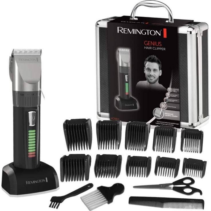 Remington Haarschneidemaschine HC5810 (selbstschärfende Keramikklingen, 10 Aufsteckkämme + Präzisionslängeneinstellung, Netz- und Akkubetrieb, Lithium, Profi-Alukoffer) Haarschneider, Haartrimmer – Bild 4
