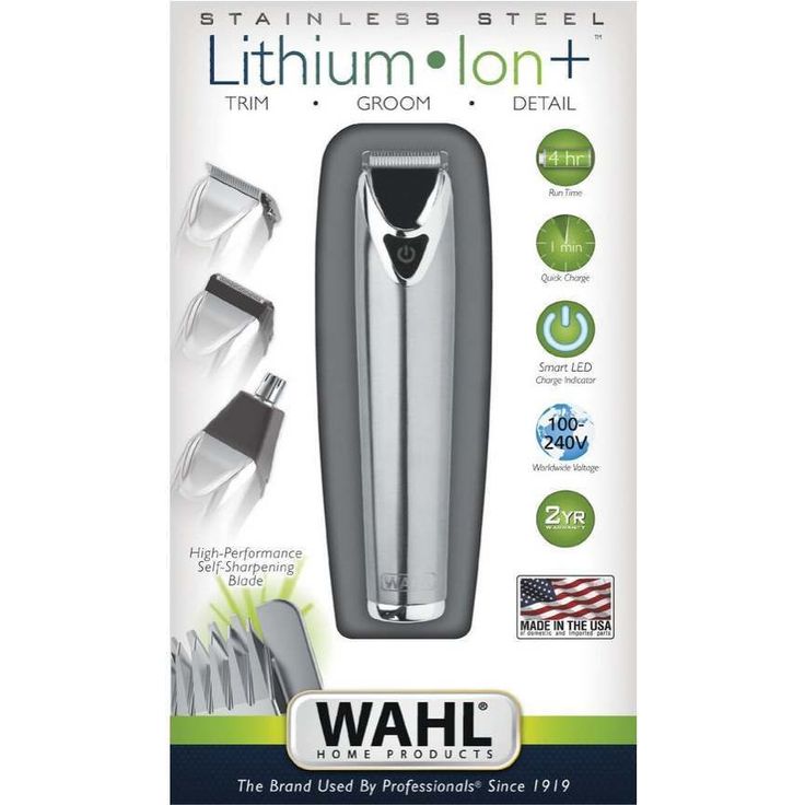 Wahl 9818-116 Stainless Steel Lithium Ion plus Edelstahl-Bartschneider inkl. Aufsatz für Nasen- und Ohrenhaare & 4 Kammaufsätze – Bild 5