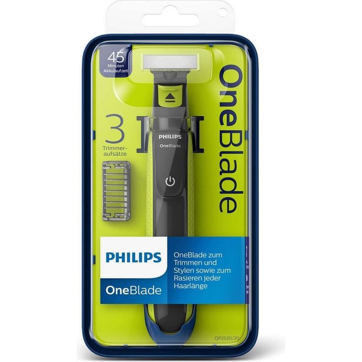 Philips QP2520-20 One Blade Rasierer, Bartschneider (abwaschbar, NiMH Technologie) hellgrün-dunkelgrau – Bild 5