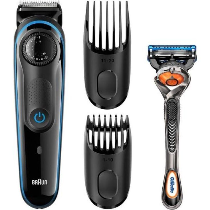 Braun Bartschneider BT3040, Haar- Und Bartschneider Für Herren Mit Gillette Fusion ProGlide Rasierer, schwarz-blau – Bild 1