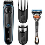 Braun Bartschneider BT3040, Haar- Und Bartschneider Für Herren Mit Gillette Fusion ProGlide Rasierer, schwarz-blau