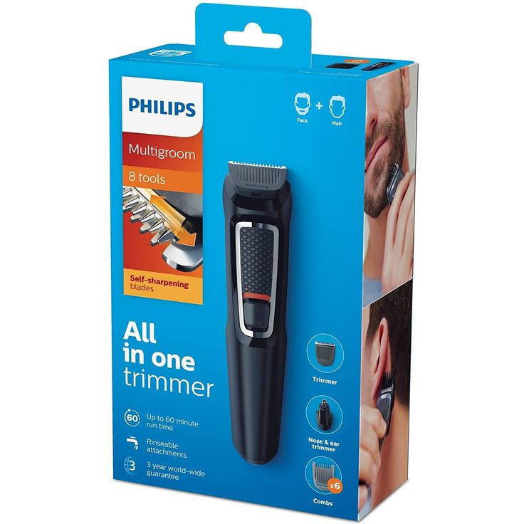 Philips mg3730-15 Reise-Trimmer Bart- und Precision 8 in 1, selbstschärfende Klingen, inkl. Tasche – Bild 4