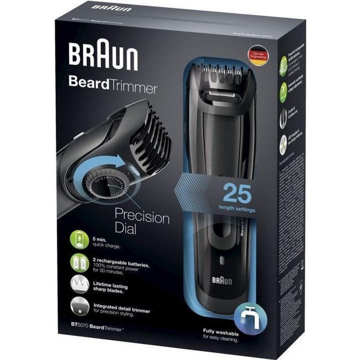 Braun BT5070 Bartschneider mit Netz- und Akkubetrieb, 25 Schnittstufen, 50 Minuten Betriebszeit, schwarz – Bild 5