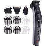 BaByliss Men 10-in-1 Carbon Titanium Multi-Grooming Trimmer Kit abwaschbar für Körper, Bart und Nasenhaare inkl. Aufbewarungstasche, Schwarz grau MT727E