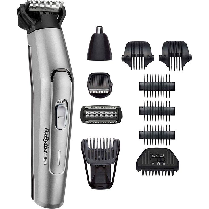 Babyliss Men 11-in-1 Titanium Multi-Grooming Kit Wasserdicht Köperhaartrimmer, Barttrimmer, Nasenhaartrimmer, Augenbrauen, Detailtrimmer und Multifunktionstrimmer, inkl. Tasche, Silber Schwarz MT861E