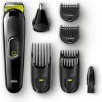 Braun 6-in-1 Multi-Grooming-Kit MGK3021, Barttrimmer, Ohren- und Nasenhaartrimmer, lebenslang scharfe Klingen, schwarz-grün