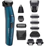 BaByliss MT890E 12in1 Face and Body Kit Bartschneider Haartrimmer 120 Minunten Akkulaufzeit Nass- und Trockenanwendung 5 Aufsätze schwarz, blau