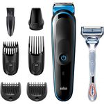 Braun 7-in-1-Trimmer MGK3242 Herren-Barttrimmer, Gesichtshaartrimmer und Haarschneider, schwarz-blau