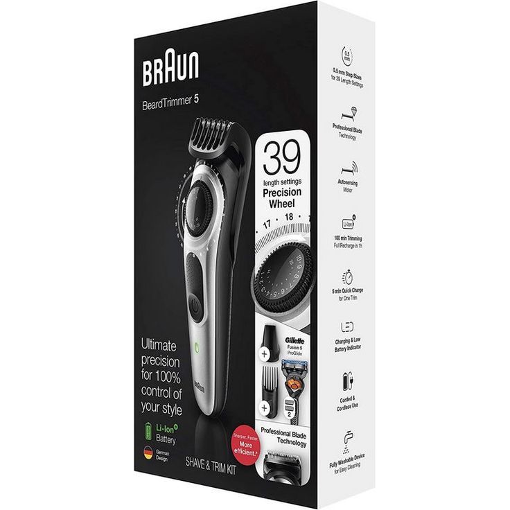 Braun BT5260 Haarschneider und Barttrimmer 3 Aufsätze 39 Schnittstufen 100 Minuten Akkulaufzeit inkl. Gillette Fusion 5 ProGlide Nassrasierer - Preisvergleich – Bild 3