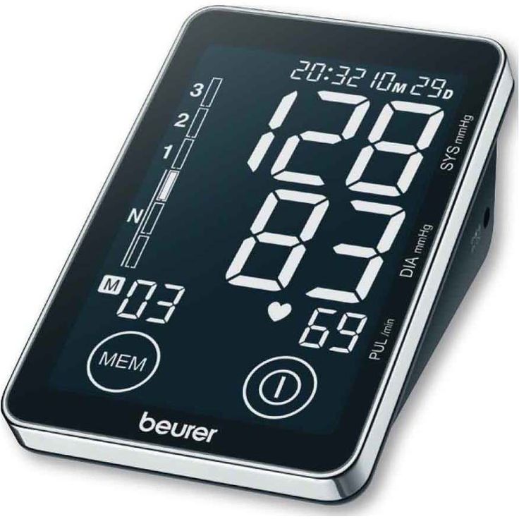 Beurer BM 58 Oberarm-Blutdruckmessgerät mit USB-Schnittstelle, zwei Benutzerspeicher für je 60 Messwerte, mit Arrhythmie-Erkennung und Risikoindikator, für Oberarmumfänge von 22-30 cm