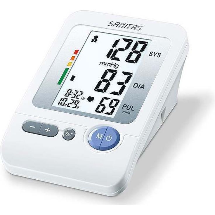 Sanitas SBM 21 Oberarm-Blutdruckmessgerät, vollautomatische Blutdruck- und Pulsmessung am Oberarm mit Arrhythmie-Erkennung