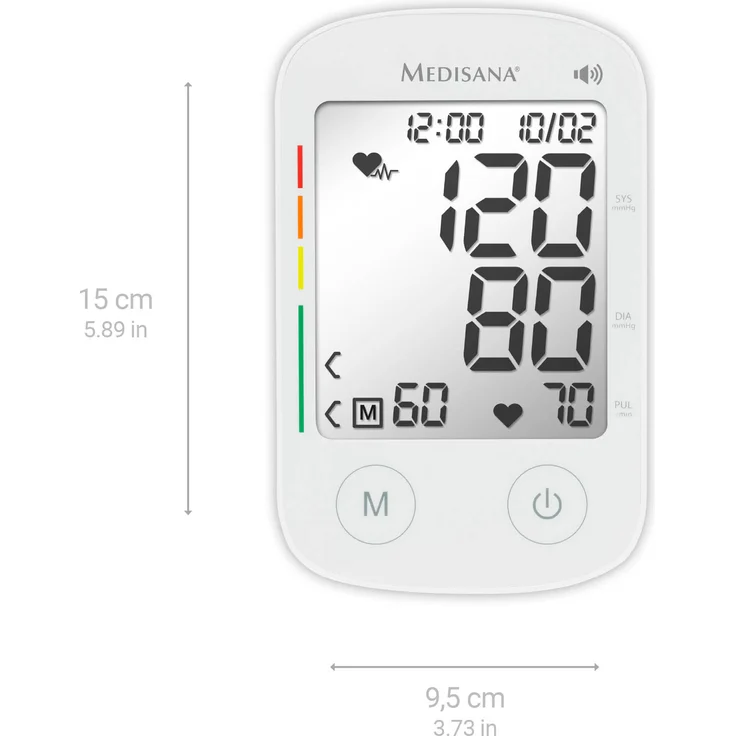 medisana BU 535 Voice Oberarm-Blutdruckmessgerät, präzise Blutdruck und Pulsmessung mit Speicherfunktion und Sprachausgabe, Ampel-Skala, Funktion zur Anzeige eines unregelmäßigen Herzschlags – Bild 2