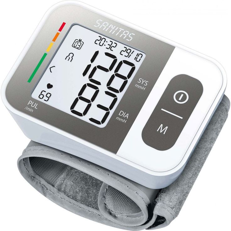 Sanitas SBC 15 Handgelenk-Blutdruckmessgerät, vollautomatische Blutdruck- und Pulsmessung, Warnfunktion bei möglichen Herzrhythmusstörungen