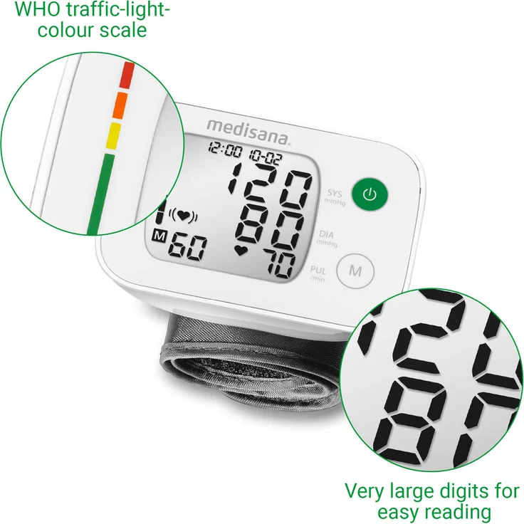 medisana BW 335 Handgelenk-Blutdruckmessgerät, präzise Blutdruck und Pulsmessung mit Speicherfunktion, Ampel-Skala, Funktion zur Anzeige eines unregelmäßigen Herzschlags – Bild 6