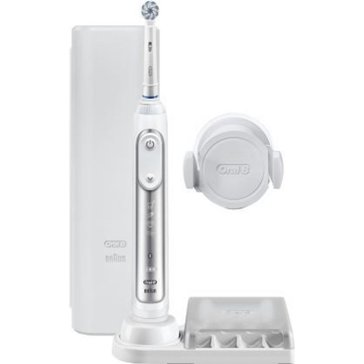Oral-B Genius 8000N mit Positionserkennung, Set mit Reiseetui & 1 Aufsteckbürsten, silber – Bild 1