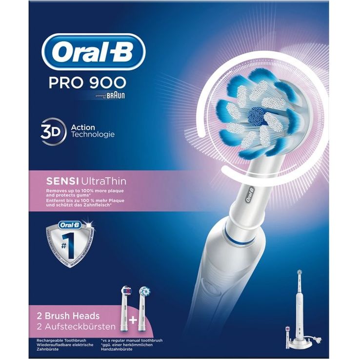 Oral-B Pro 900 Sensi UltraThin, Für eine sanfte Reinigung am Zahnfleischrand, weiß – Bild 2