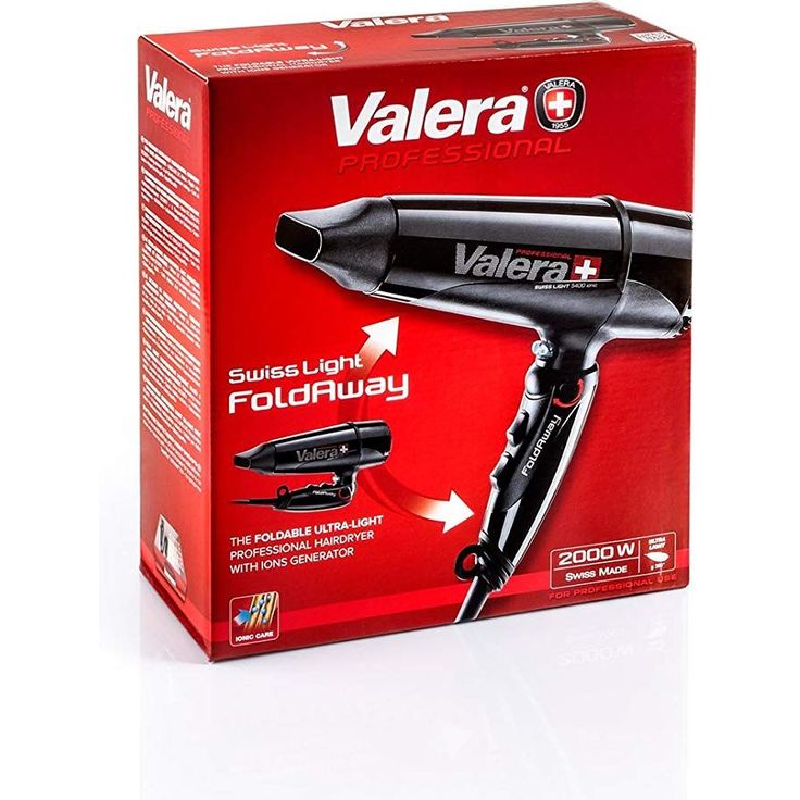 Valera Professioneller Ionen-Haartrockner Swiss Light Fold-Away 5400, klappbar und leicht, 2000 Watt, Farbe Schwarz – Bild 3