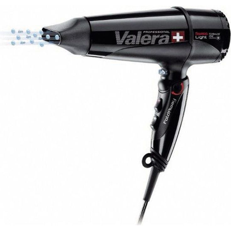 Valera Professioneller Ionen-Haartrockner Swiss Light Fold-Away 5400, klappbar und leicht, 2000 Watt, Farbe Schwarz