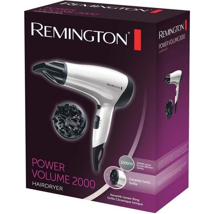Remington Ionen-Haartrockner Power Volume D3015, 2000 Watt, kompaktes Design, Eco-Einstellung, Stylingdüse, Diffusor, weiß-schwarz – Bild 2