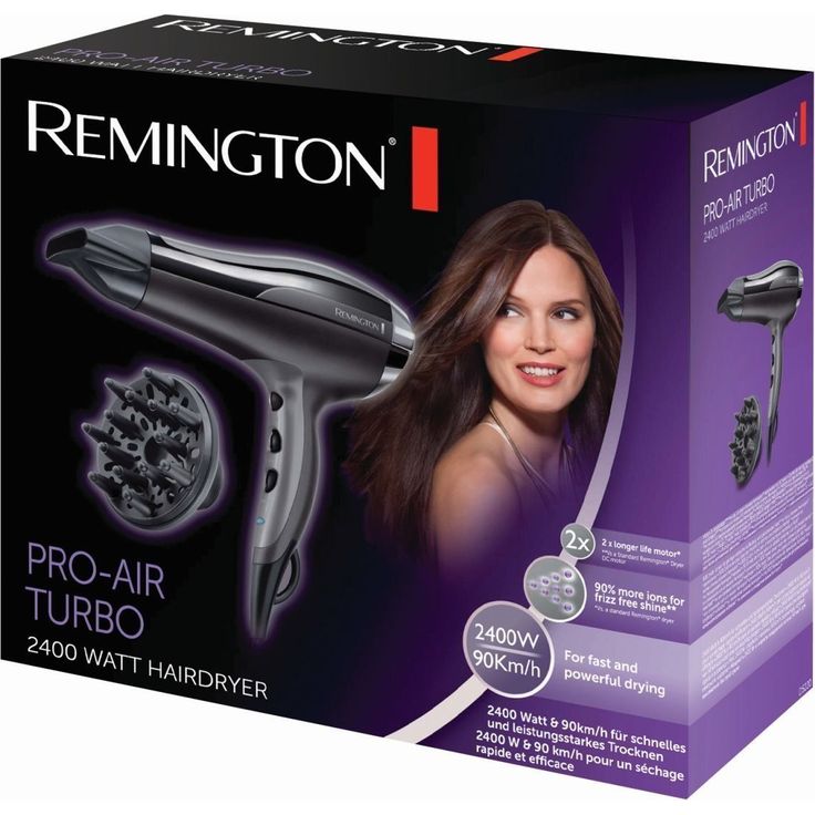 Remington Ionen-Haartrockner Pro-Air Turbo D5220, 2400 Watt, Keramik-Turmalin-Ring, Stylingdüse, Diffusor, schwarz – Bild 2
