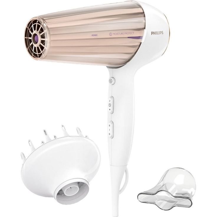 Philips DryCare Prestige Haartrockner mit MoistureProtect Sensor HP8280-00, 2300 W, DC-Motor und 2 Aufsätze