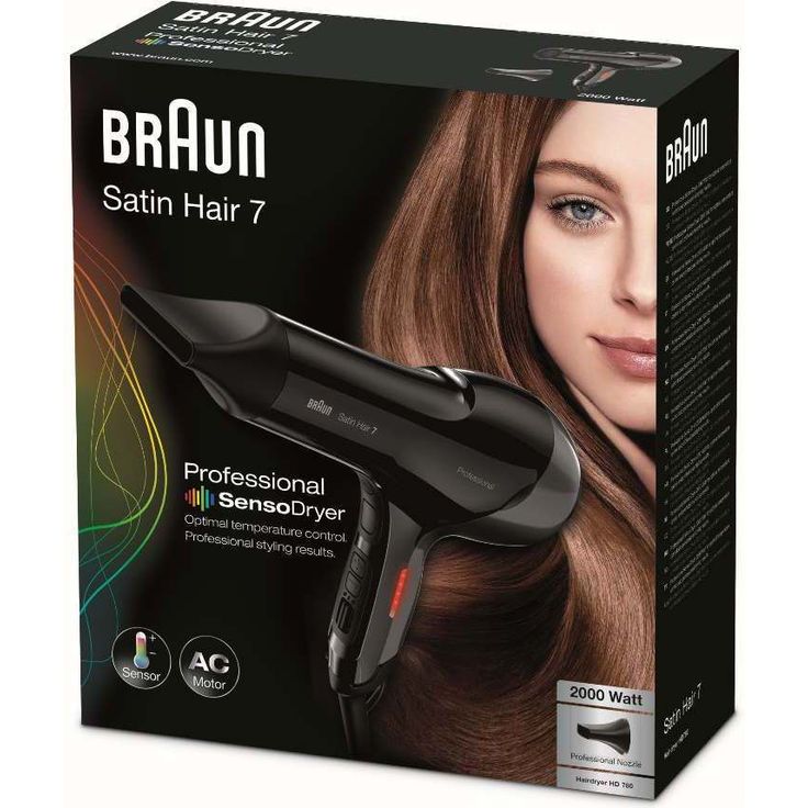 Braun Satin Hair 7 SensoDryer Haartrockner HD 780, mit Thermosensor und Stylingdüse, 2000 Watt – Bild 2