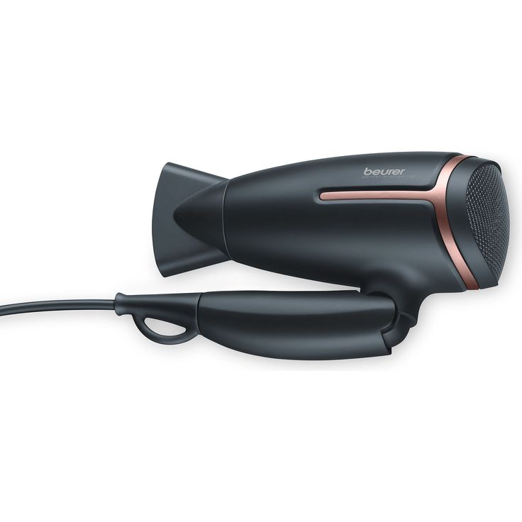 Beurer HC 25 Reisehaartrockner mit Ionenfunktion, klein, klappbar und leicht, 1600 Watt, Spannungsumschaltung von 110-120 -220-240 V, schwarz-rosé – Bild 2