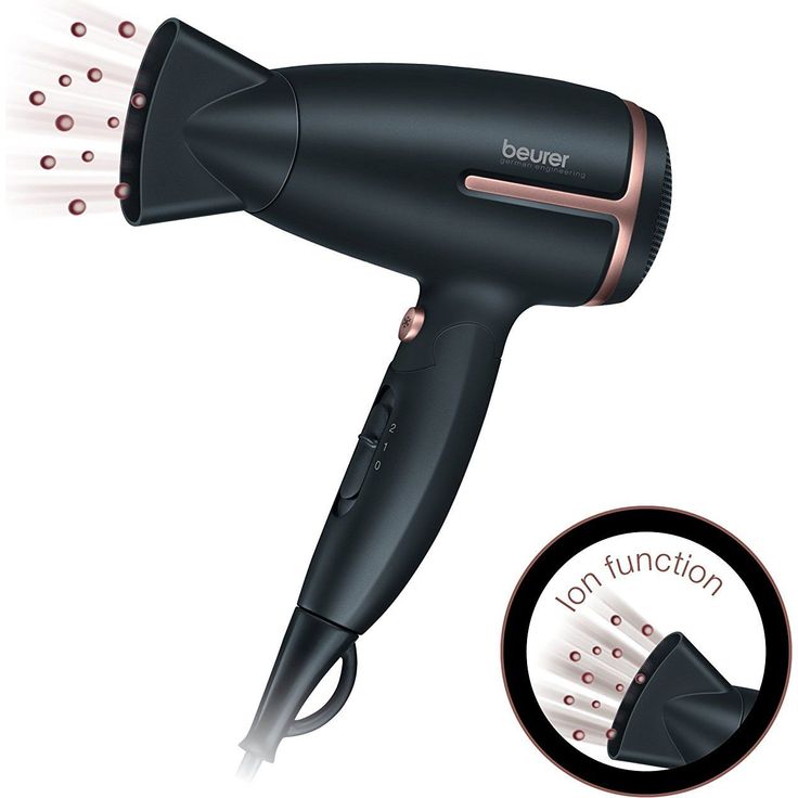 Beurer HC 25 Reisehaartrockner mit Ionenfunktion, klein, klappbar und leicht, 1600 Watt, Spannungsumschaltung von 110-120 -220-240 V, schwarz-rosé – Bild 5