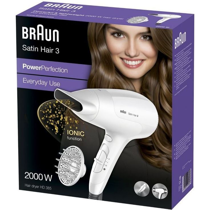 Braun Satin Hair 3 Power Perfection Haartrockner HD 385, mit IonTec und Diffusor, 2000 Watt – Bild 3