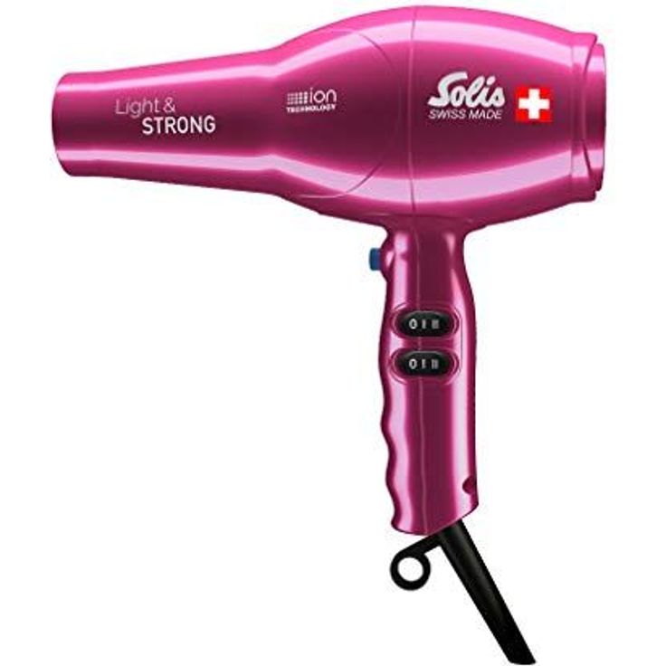 Solis Profi-Haarföhn, 3 Temperatur- und Gebläsestufen, Abkühl-Taste, DC-Motor, 1800 Watt, Ionen-Technologie, Light & Strong, pink