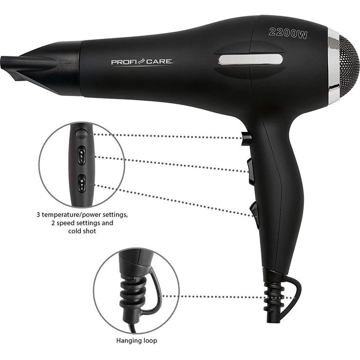 ProfiCare PC-HT 3017 AC-Profi-Haartrockner, 2200 Watt, Ionisierungsfunktion, Cool Shot, AC-Profi-Motor, extra langes Kabel (circa 2m), 3 Temperatur--Leistungsstufen – Bild 2
