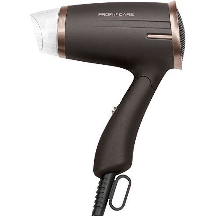 ProfiCare PC-HT 3009 Kompakter Haartrockner, platzsparende Aufbewahrung durch Klappgriff, 2 Temperatur--Leistungsstufen, braun-bronze