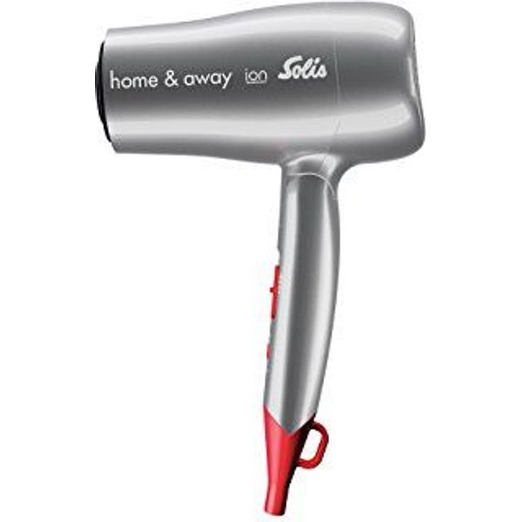 Solis Reise-Haartrockner, Ionen-Technologie, inklusive Ondulierdüse, 1800 W, anthrazit-rot, Home & Away, 961.71