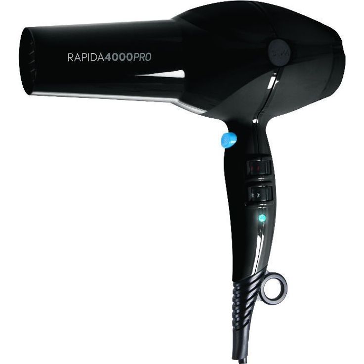 Diva Styling Rapida 4000 Pro Föhn - Haartrockner - 4 Hitze- und 2 Gebläsestufen - Mit Cool-Shot - Langlebiger AC-Motor, schwarz