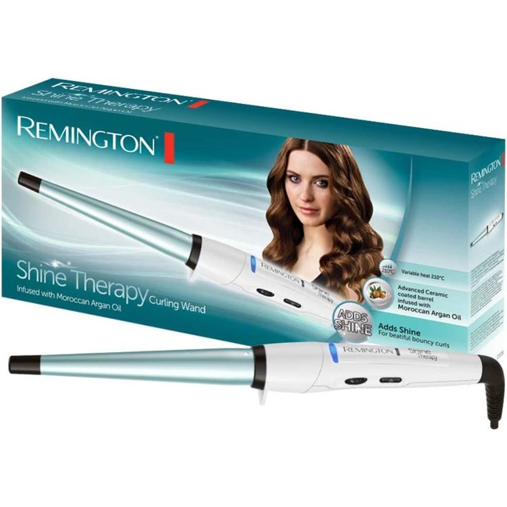 Remington Shine Therapy CI53W Konischer Lockenstab, kegelförmig, 13 bis 25 mm für Spirallocken, Keramikbeschichtung angereichert mit marrokanischem Arganöl, weiß